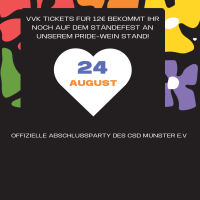 Offizielle CSD M&uuml;nster Abschlussparty - Vorverkauf Ticket - 24.08.2024 - Jovel Club - Digital - Versandkostenfrei